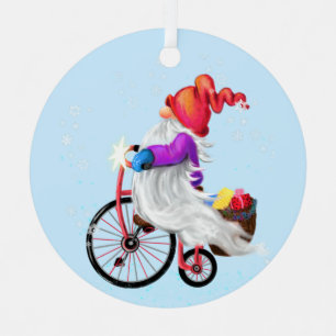 Cute Gnome with Bike Christmas Ornament