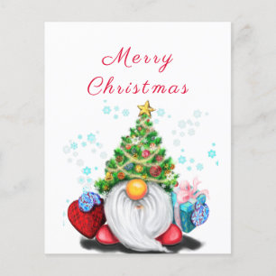 Cute Gnome with Christmas Tree Hat and Gift - Fun  Flyer