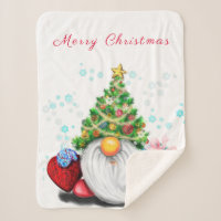 Cute Gnome with Christmas Tree Hat and Gift - Fun