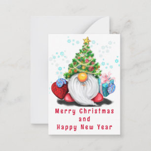 Cute Gnome with Gift Christmas Card