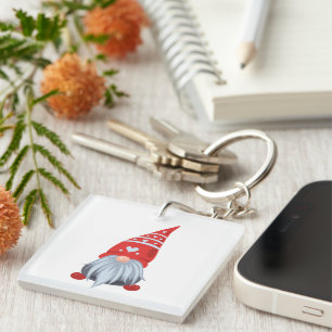Cute Gnome with Heart Hat Keychain