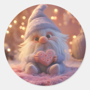 Cute Gnome with Heart: Valentine's Day Design Classic Round Sticker
