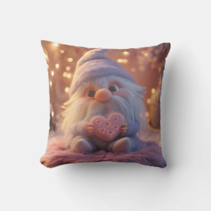 Cute Gnome with Heart: Valentine's Day Design Throw Pillow