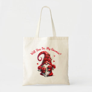 Cute Gnome with Red Hearts Roses Balloons Tote Bag