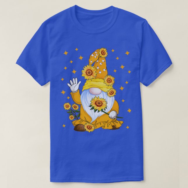 Cute Gnome with Sunflower Floral T-Shirt (Design Front)