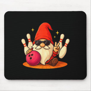 Cute Gnome With Sungles Gnome Playing Bowling Men  Mouse Pad