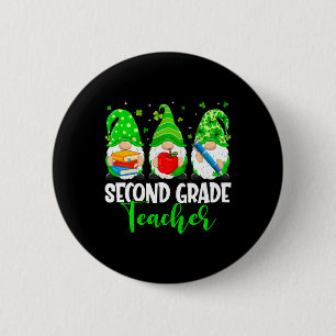 Cute Gnomes 2Nd Grade Teacher Squad St Patrick 2 Inch Round Button
