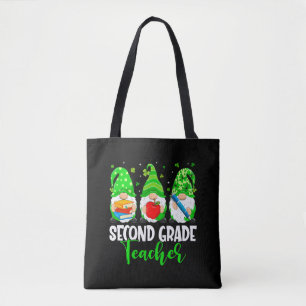 Cute Gnomes 2Nd Grade Teacher Squad St Patrick Tote Bag
