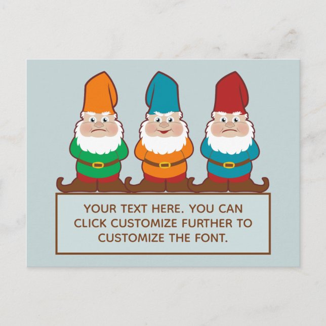 Cute Gnomes Add Your Text Postcard (Front)