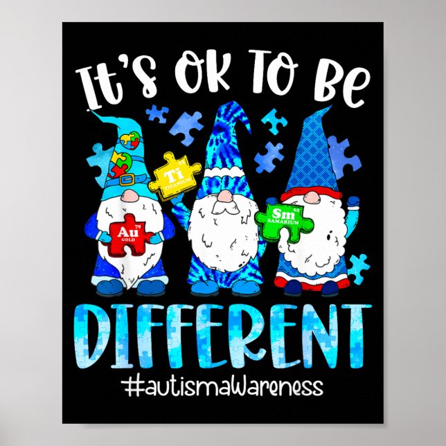Cute gnomes autism awareness to be different puzzl poster (Front)