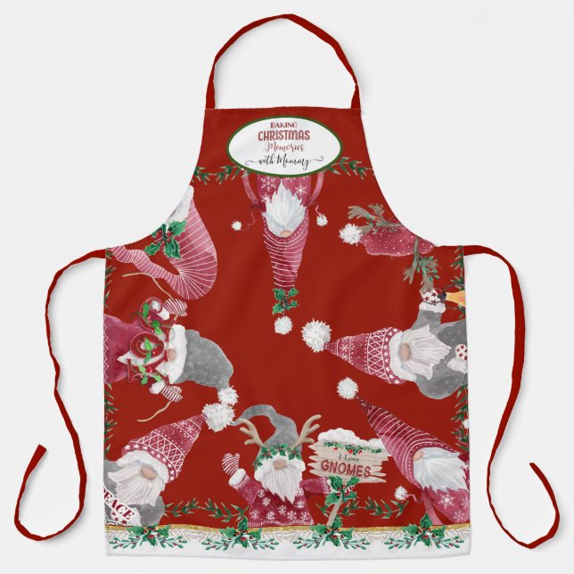 Cute Gnomes Baking Christmas Memories with Mommy Apron (Front)
