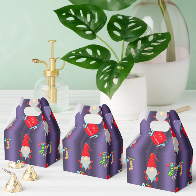 Cute Gnomes Blue Christmas Favor Box (Creator Uploaded)