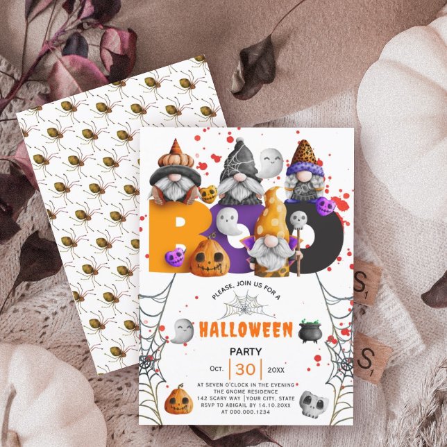 Cute gnomes BOO Halloween Invitation (Creator Uploaded)