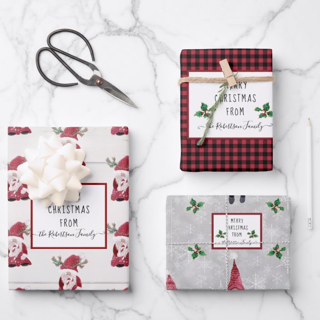 Cute Gnomes Christmas Light Shine Forest Tree Star Wrapping Paper Sheet (Front)