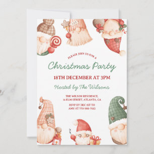 Cute Gnomes Christmas Party Invitation