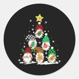 Cute Gnomes Christmas Tree Lights Gnomies Gnome Xm Classic Round Sticker