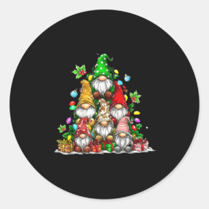 Cute Gnomes Christmas Tree Lights Gnomies Gnome Xm Classic Round Sticker