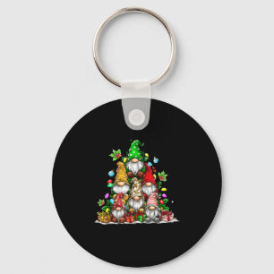 Cute Gnomes Christmas Tree Lights Gnomies Gnome Xm Keychain