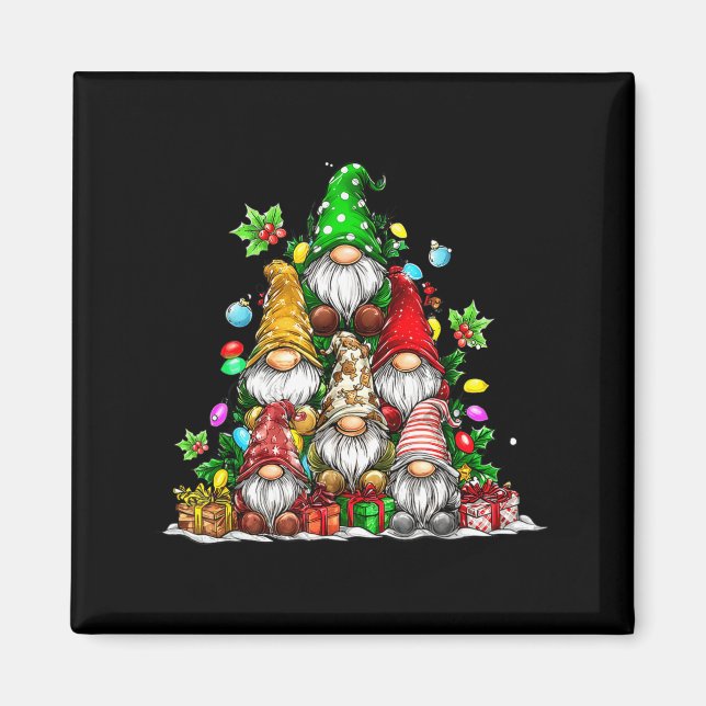 Cute Gnomes Christmas Tree Lights Gnomies Gnome Xm Magnet (Front)