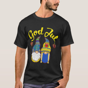 Cute Gnomes God Jul Swedish Norwegian Christmas T-Shirt
