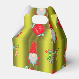 Cute Gnomes Green Christmas Favor Box