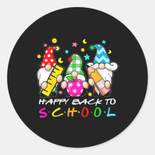 Cute Gnomes Happy Back To School Teachers Student Classic Round Sticker