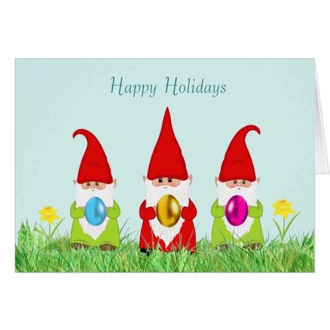 Cute Gnomes Holding Easter Eggs (Front Horizontal)
