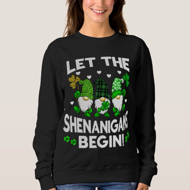 Cute Gnomes Let The Shenanigans Begin Leopard St.  Sweatshirt (Front)