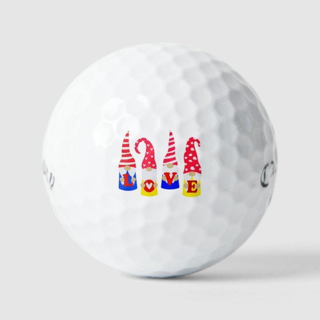 Cute Gnomes Love      Golf Balls (Front)