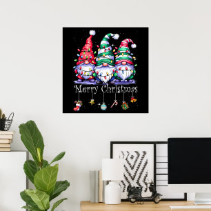 Cute Gnomes Merry Christmas Light Family Gnome  Poster