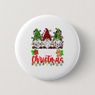 Cute Gnomes Merry Christmas Light Family Gnome Xma 2 Inch Round Button