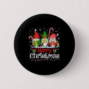 Cute Gnomes Merry Christmas Light Family Gnome Xma 2 Inch Round Button