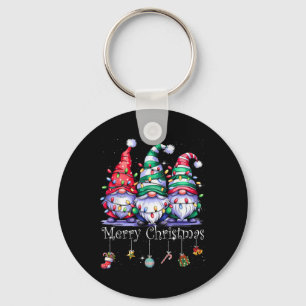 Cute Gnomes Merry Christmas Light Family Gnome Xma Keychain