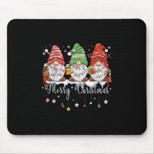 Cute Gnomes Merry Christmas Light Family Gnome Xma Mouse Pad