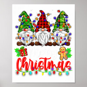 Cute Gnomes Merry Christmas Light Family Gnome Xma Poster