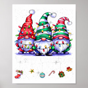Cute Gnomes Merry Christmas Light Family Gnome Xma Poster