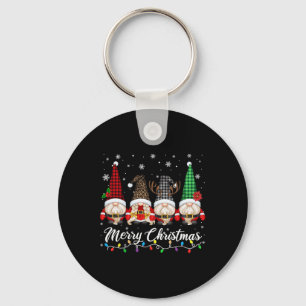 Cute Gnomes Merry Christmas Light Gnome Family Mat Keychain