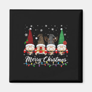 Cute Gnomes Merry Christmas Light Gnome Family Mat Magnet