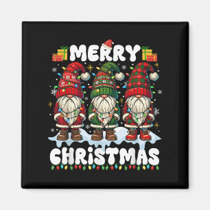 Cute Gnomes Merry Christmas Light Matching Family  Magnet