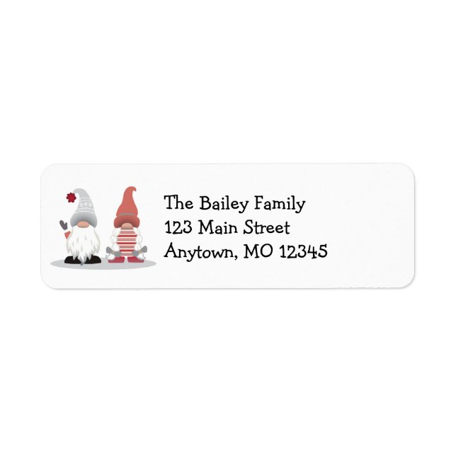 Cute Gnomes Nordic Red Pink Grey Address (Front)
