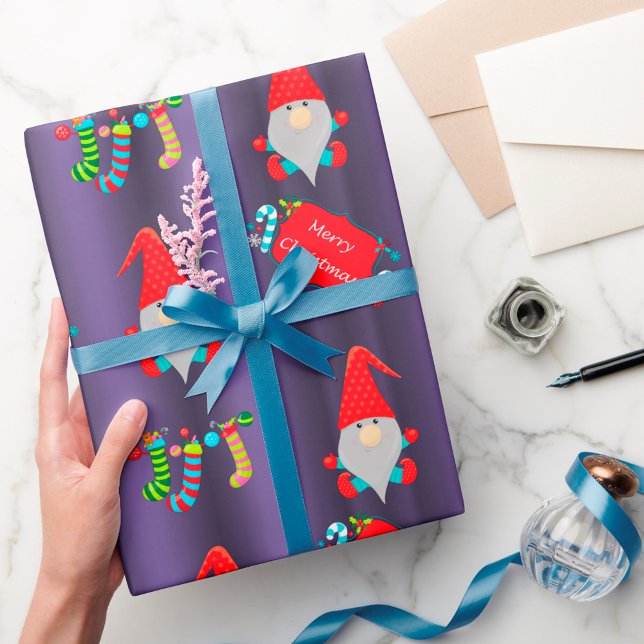 Cute Gnomes Purple Christmas Wrapping Paper (Creator Uploaded)