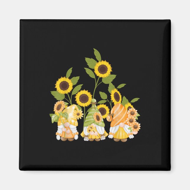 Cute Gnomes Sunflower Garden Womens Summer  Magnet (Front)