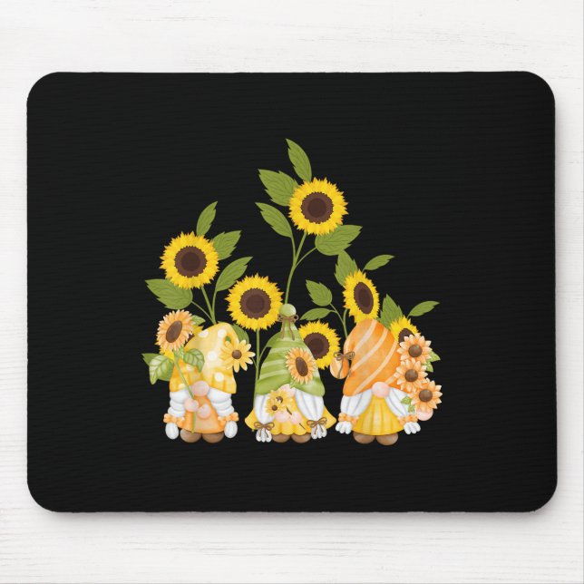 Cute Gnomes Sunflower Garden Womens Summer  Mouse Pad (Front)