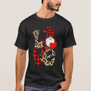 Cute Gnomes Valentines Love Leopard Plaid Couple M T-Shirt