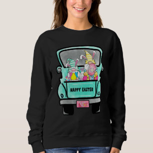Cute Gnomes With Bunny Ears Egg Hunting Truck East Sweatshirt