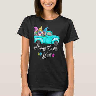 Cute Gnomes With Bunny Ears Egg Hunting Truck East T-Shirt