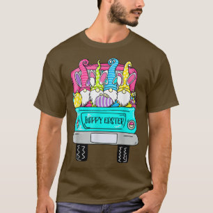 Cute gnomes with Bunny ears Egg Hunting Truck Happ T-Shirt