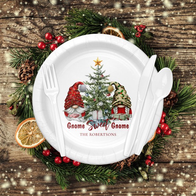 Cute Gnomes with Christmas Tree Paper Plate (Creator Uploaded)