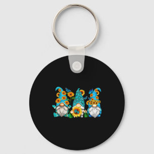 Cute Gnomes With Sunflower Butterfly Gardeners Sum Keychain