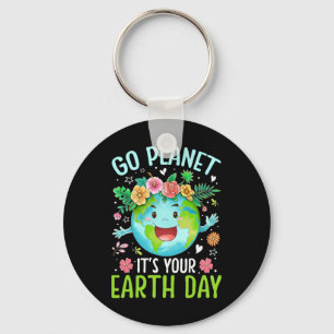 Cute Go Planet Its Your Earth Birthday Day Teacher Keychain